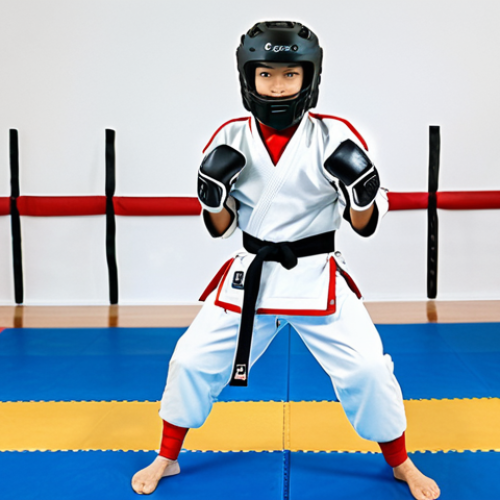 Home 6 **
"A fully clothed Taekwondo athlete in a modern gymnasium, wearing a complete set of protective gear: helmet, chest protector (hogu), gloves, foot protectors, and shin guards. The athlete is demonstrating a basic stance, ready for sparring. Appropriate attire, safe for work, professional sports photography, perfect anatomy, correct proportions, well-formed hands, natural pose, high quality, family-friendly."
**