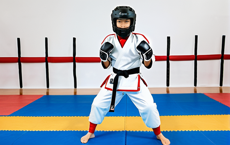 **

"A fully clothed Taekwondo athlete in a modern gymnasium, wearing a complete set of protective gear: helmet, chest protector (hogu), gloves, foot protectors, and shin guards. The athlete is demonstrating a basic stance, ready for sparring. Appropriate attire, safe for work, professional sports photography, perfect anatomy, correct proportions, well-formed hands, natural pose, high quality, family-friendly."

**