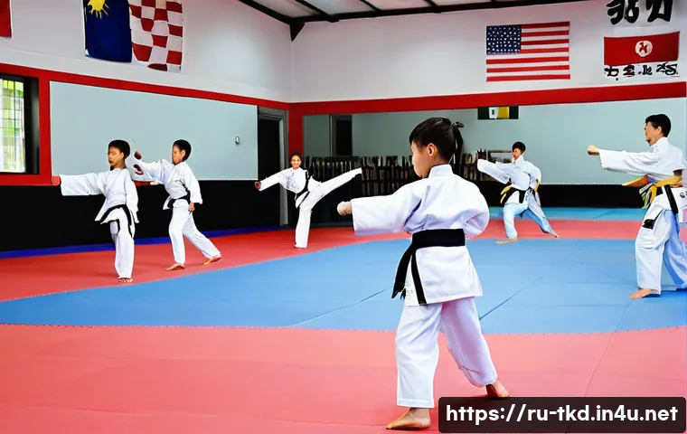 태권도 단체 훈련 아이디어 - **Dynamic Taekwondo Training: Overcoming Routine with Fun and Games**
A vibrant, high-energy sce...